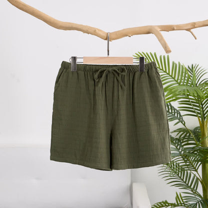 Short de détente Ownkoti en gaze de coton décontractée avec cordon de serrage - Vert - XL - image 37