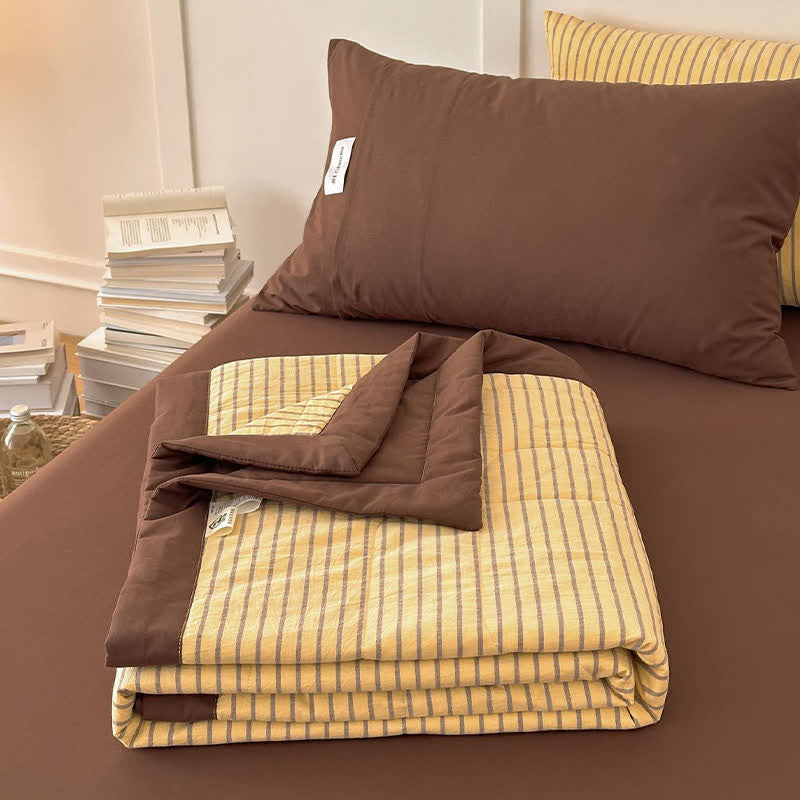 Ensemble de literie Ownkoti Cozy Farmhouse en coton rayé bicolore - image 7
