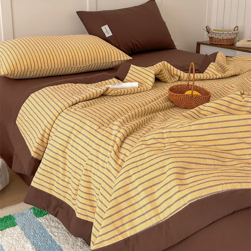 Ensemble de literie Ownkoti Cozy Farmhouse en coton rayé bicolore - image 6