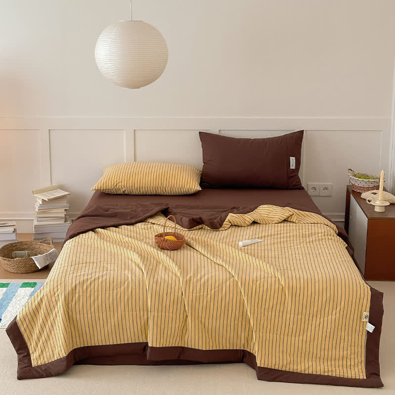 Ensemble de literie Ownkoti Cozy Farmhouse en coton rayé bicolore - image 5