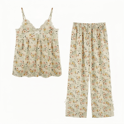 Ensemble de détente Ownkoti romantique à fleurs, débardeur et pantalon 7/8 - image 2