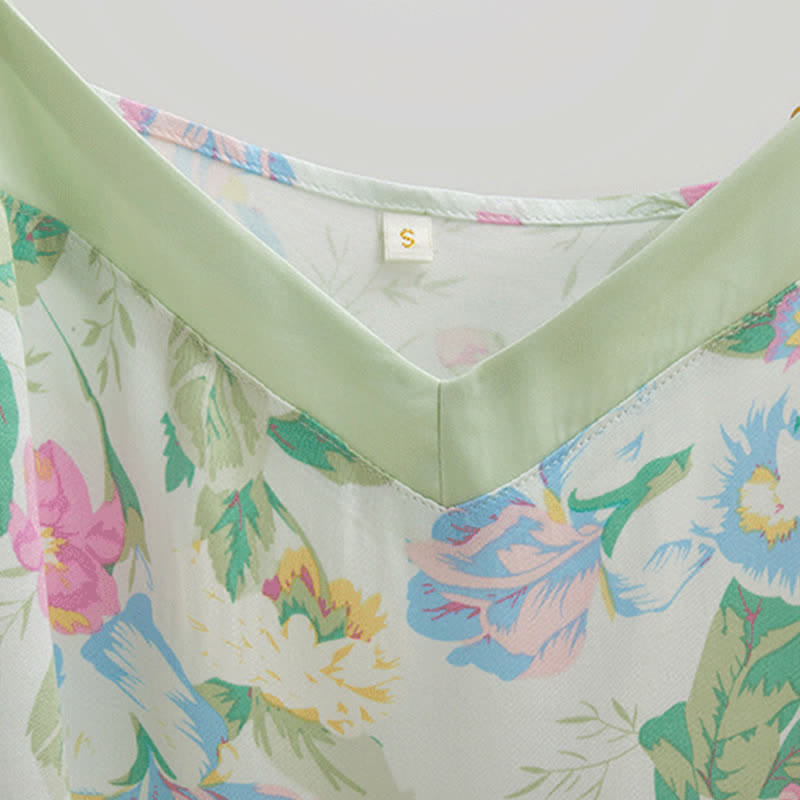 Ensemble de détente Ownkoti Mint Blossom en satin, débardeur et short - image 2