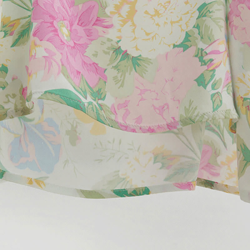 Ensemble de détente Ownkoti : débardeur à volants en satin menthe et short fleuri - image 8