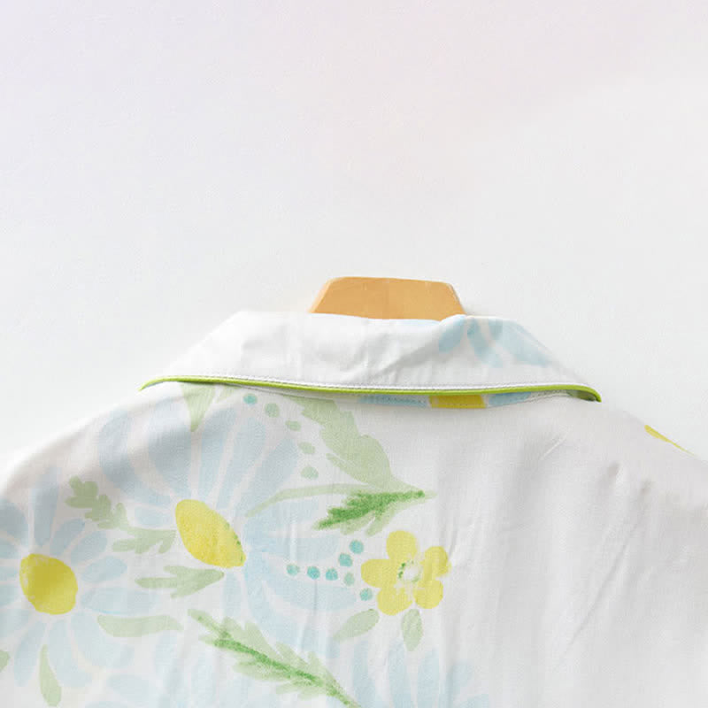Ensemble pyjama court Ownkoti Tournesol Menthe Bordure contrastée - image 8