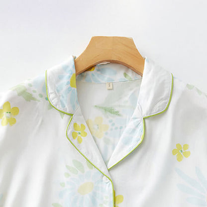 Ensemble pyjama court Ownkoti Tournesol Menthe Bordure contrastée - image 6