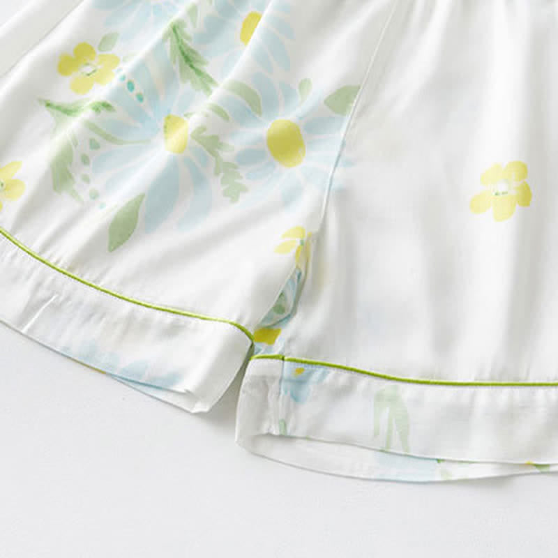 Ensemble pyjama court Ownkoti Tournesol Menthe Bordure contrastée - image 11