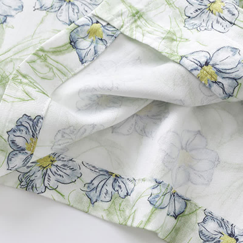 Ensemble short et chemise à boutons en satin à fleurs menthe Ownkoti - image 6