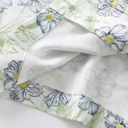 Ensemble short et chemise à boutons en satin à fleurs menthe Ownkoti - image 6