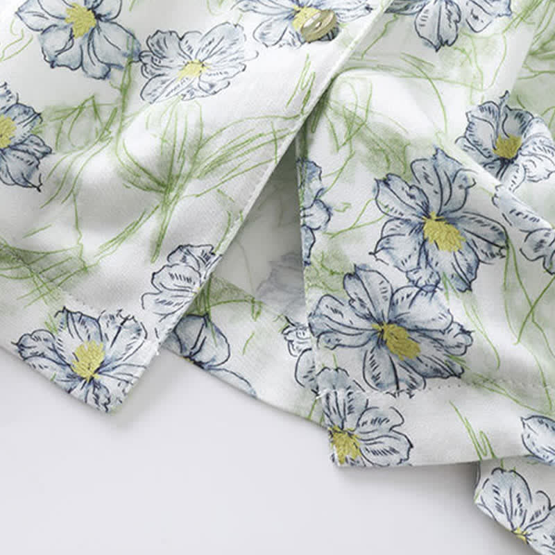Ensemble short et chemise à boutons en satin à fleurs menthe Ownkoti - image 8