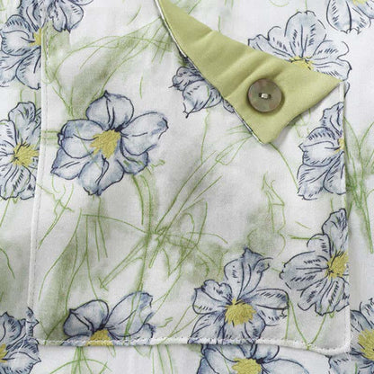 Ensemble short et chemise à boutons en satin à fleurs menthe Ownkoti - image 9
