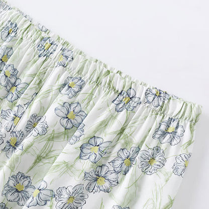 Ensemble short et chemise à boutons en satin à fleurs menthe Ownkoti - image 4