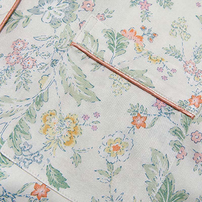 Ensemble pyjama court en satin à motif floral français Ownkoti pour les nuits d'été - image 12