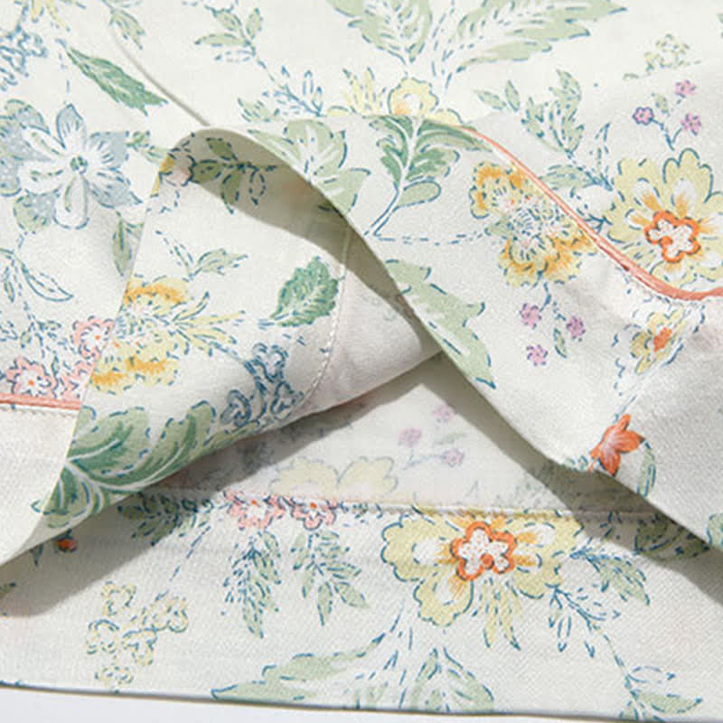 Ensemble pyjama court en satin à motif floral français Ownkoti pour les nuits d'été - image 15