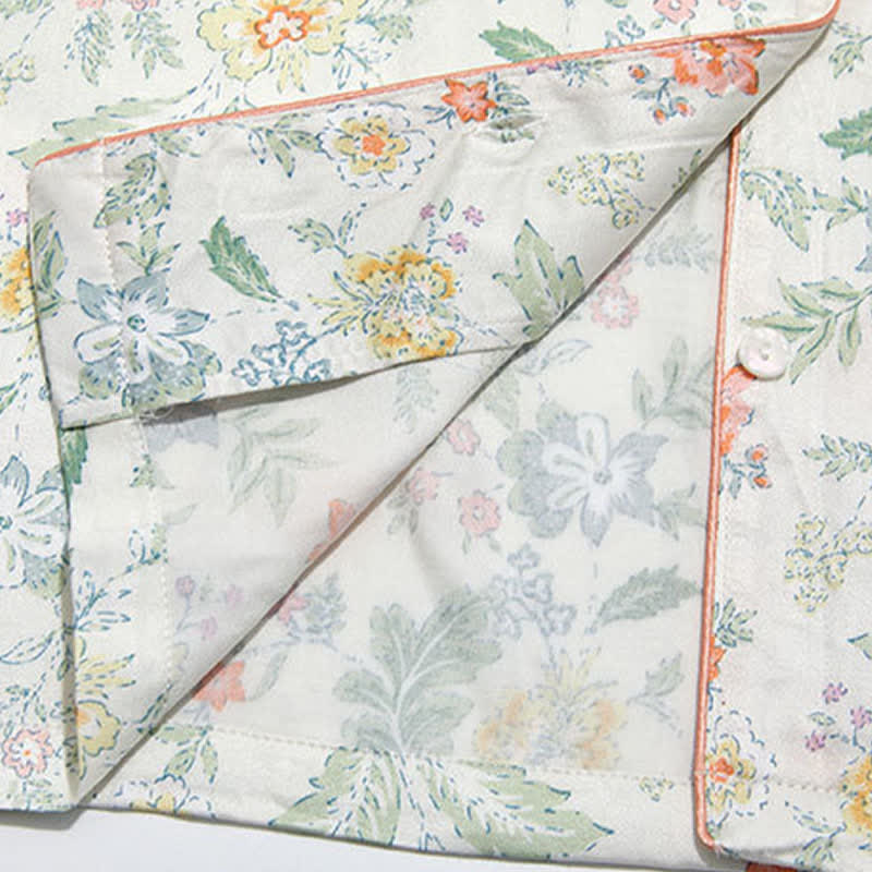 Ensemble pyjama court en satin à motif floral français Ownkoti pour les nuits d'été - image 13
