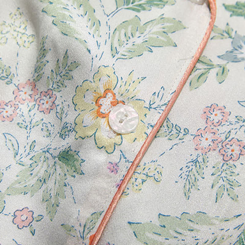 Ensemble pyjama court en satin à motif floral français Ownkoti pour les nuits d'été - image 11