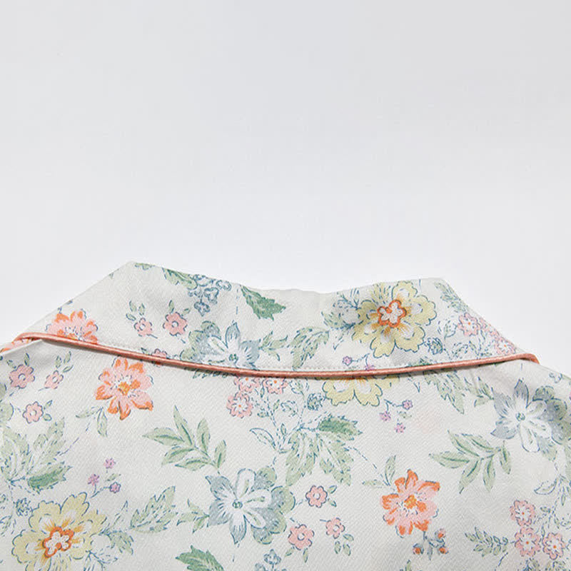 Ensemble pyjama court en satin à motif floral français Ownkoti pour les nuits d'été - image 10
