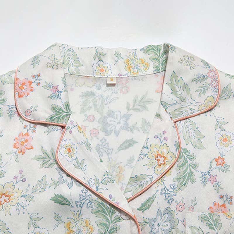 Ensemble pyjama court en satin à motif floral français Ownkoti pour les nuits d'été - image 7