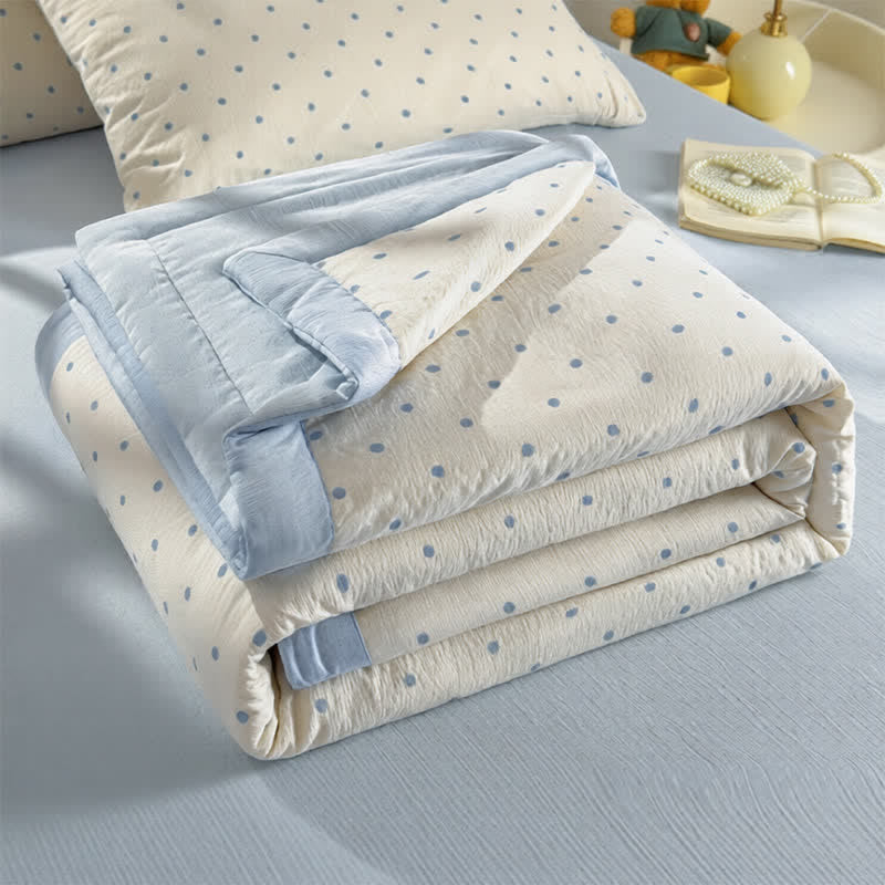 Couette d'été légère en seersucker à pois bleus Ownkoti - image 3