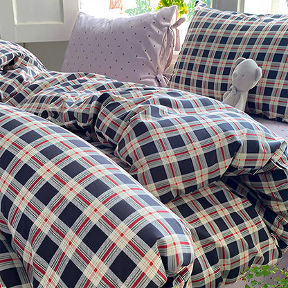 Ensemble de literie Ownkoti Heritage Plaid rouge et marine en coton lavé - image 2