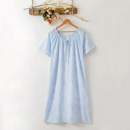 Robe d'intérieur Ownkoti bleu aéré en lyocell à col noué - Bleu clair - XXXL - image 0