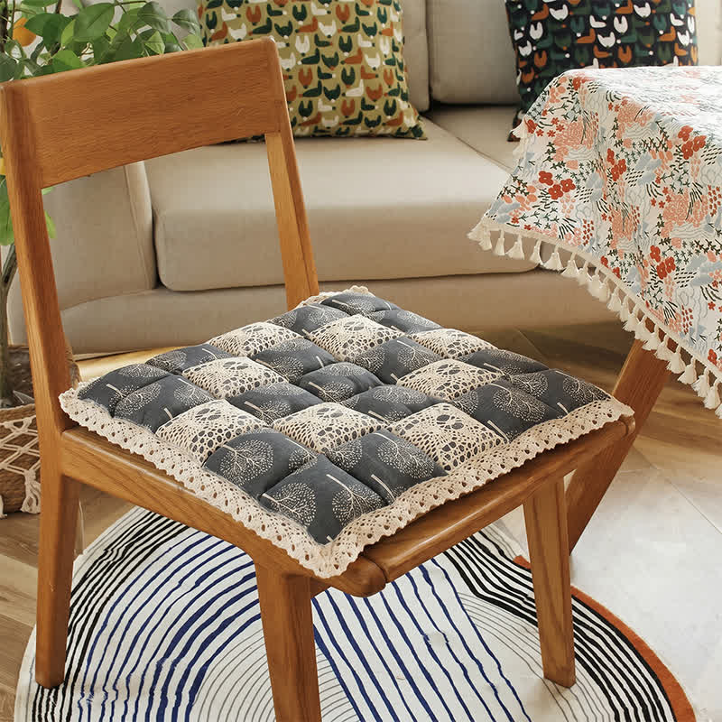 Coussin de chaise Ownkoti Vintage Country en dentelle florale et florale - image 2