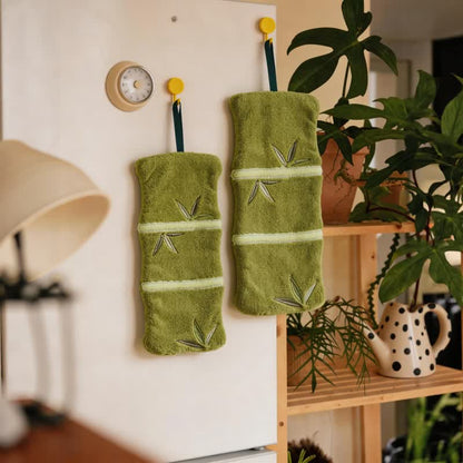 Serviette de toilette Ownkoti en polaire corail et feuille de bambou - Vert olive - 6''× 13'' - 2 pièces - image 0