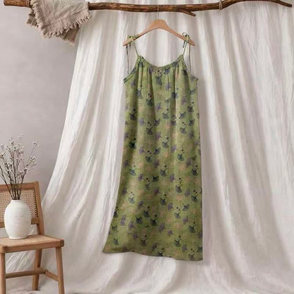 Robe d'intérieur à bretelles nouées et imprimé floral Ginkgo d'Ownkoti - Vert et violet - XL - image 10