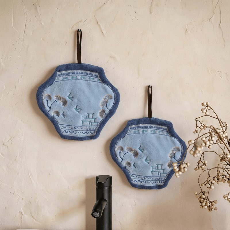 Serviettes de toilette en polaire corail Blue Willow d'Ownkoti - Bleu - 11'' × 9'' - 2 pièces - image 0