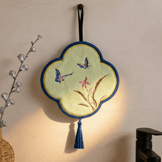 Serviette de toilette Ownkoti Vintage Butterfly en polaire corail - Vert pâle - 9'' × 9'' - 1 PC - image 0