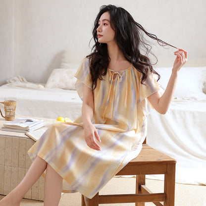 Robe de nuit Ownkoti en lyocell à motif floral aquarelle et col noué - image 1