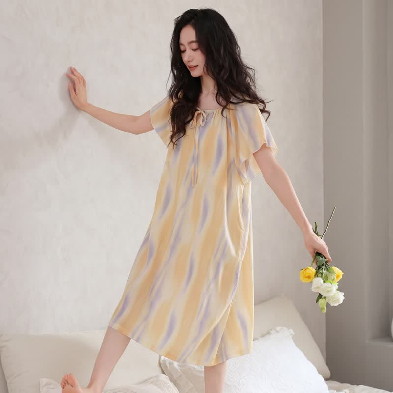 Robe de nuit Ownkoti en lyocell à motif floral aquarelle et col noué - image 2