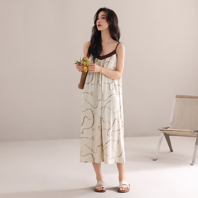 Robe nuisette Ownkoti en coton modal avec bordures contrastées - image 2