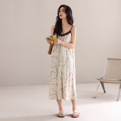 Robe nuisette Ownkoti en coton modal avec bordures contrastées - image 2