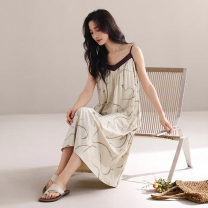 Robe nuisette Ownkoti en coton modal avec bordures contrastées - image 4