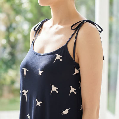 Robe d'intérieur à bretelles en coton imprimé oiseaux Ownkoti - image 3