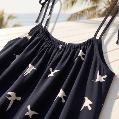 Robe d'intérieur à bretelles en coton imprimé oiseaux Ownkoti - image 4