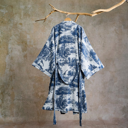 Peignoir kimono en coton à imprimé toile de Jouy - image 1