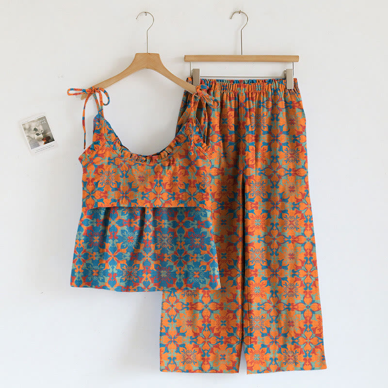 Ensemble pyjama à bretelles à fleurs bohèmes Ownkoti - image 1