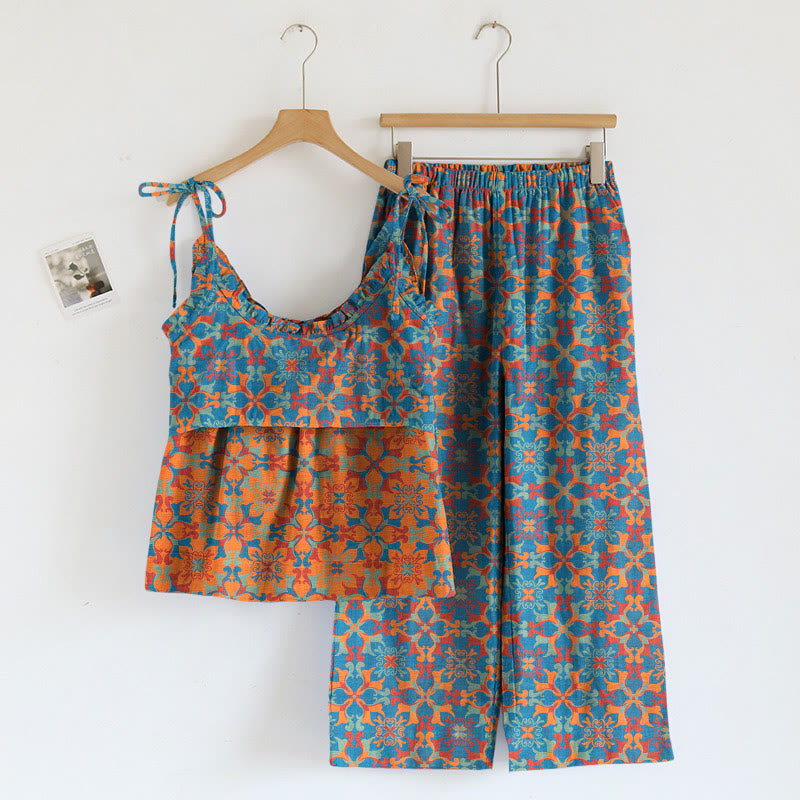 Ensemble pyjama à bretelles à fleurs bohèmes Ownkoti - image 5