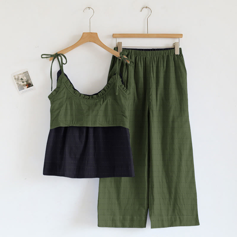 Ensemble de détente Ownkoti : débardeur et pantalon texturés unis - image 17