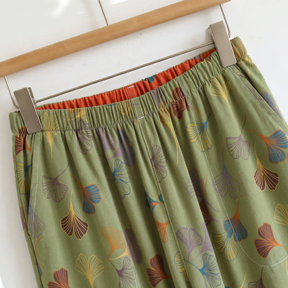 Ensemble de vêtements d'intérieur à bretelles nouées et imprimé feuilles de ginkgo Ownkoti - image 17