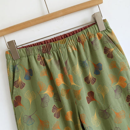 Ensemble de vêtements d'intérieur à bretelles nouées et imprimé feuilles de ginkgo Ownkoti - image 20