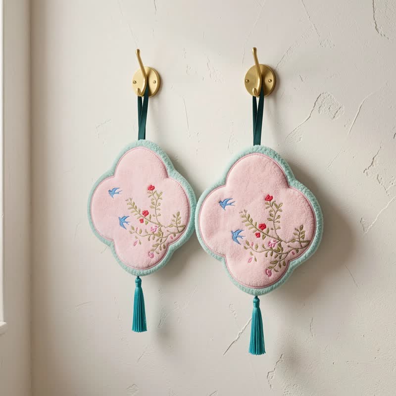 Serviette de toilette en polaire corail Ownkoti à motif d'oiseaux et de fleurs - image 1