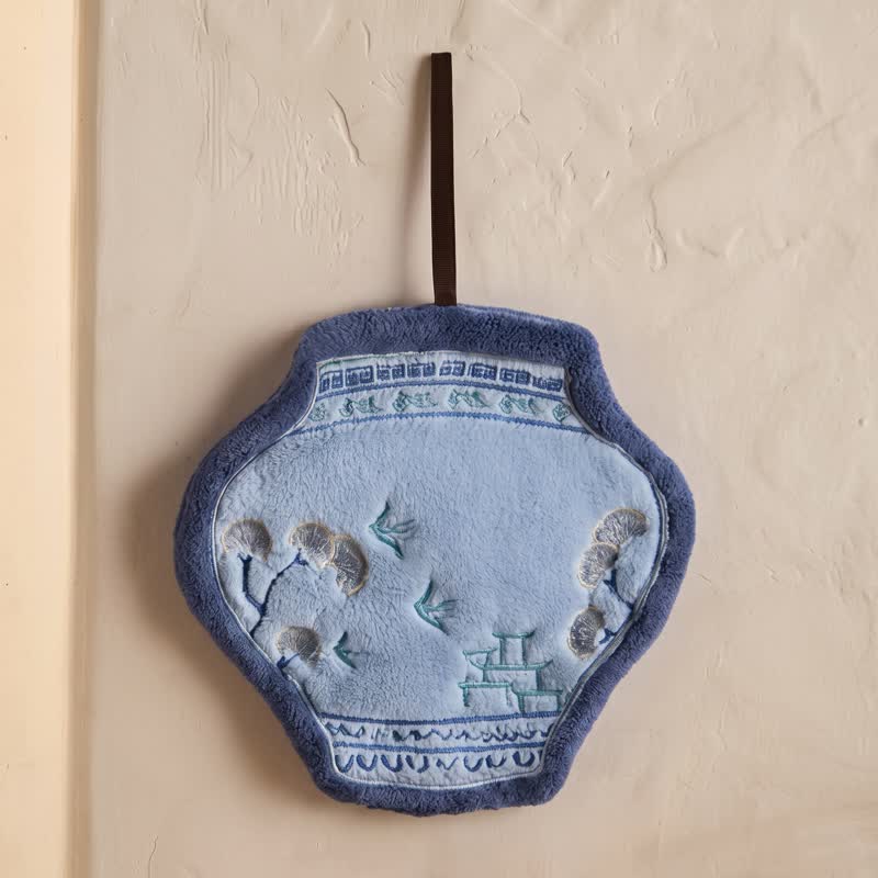 Serviettes de toilette en polaire corail Blue Willow d'Ownkoti - Bleu - 11'' × 9'' - 1 PC - image 2