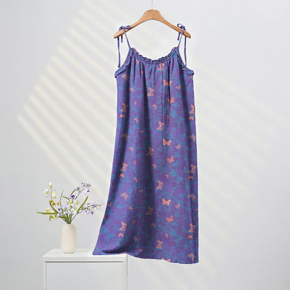 Robe longue de détente à bretelles et imprimé papillon Ownkoti - Violet et rose - XL - image 0