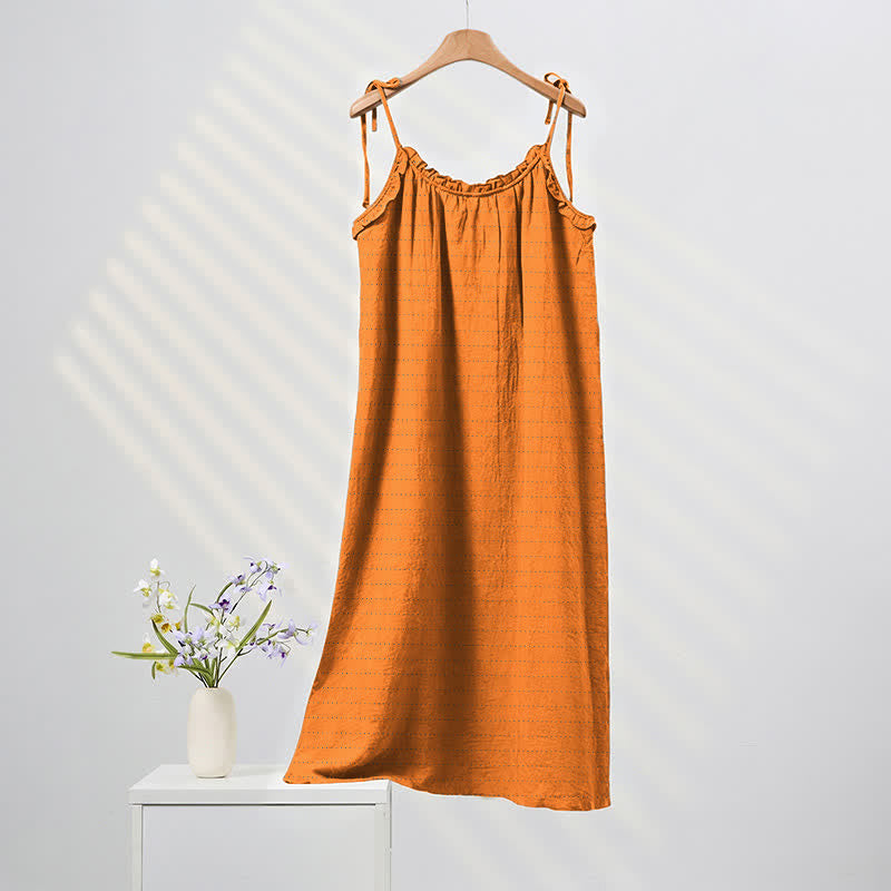 Robe d'intérieur Ownkoti délavée à bretelles, couleur unie, couleur soleil - Orange - XL - image 0