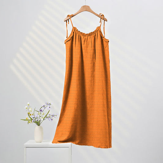 Robe d'intérieur Ownkoti délavée à bretelles, couleur unie, couleur soleil - Orange - XL - image 0