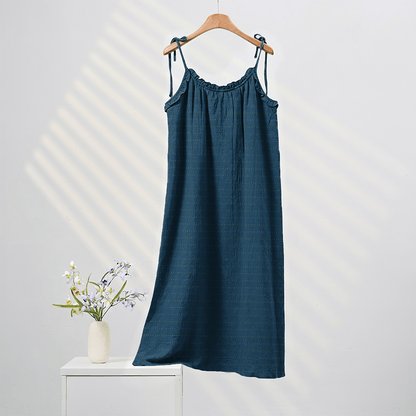 Robe d'intérieur Ownkoti délavée à bretelles, couleur unie, couleur soleil - Bleu - XL - image 8