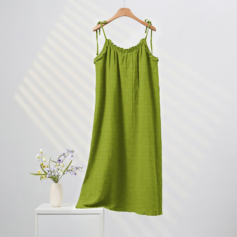 Robe d'intérieur Ownkoti délavée à bretelles, couleur unie, couleur soleil - Vert vif - XL - image 20