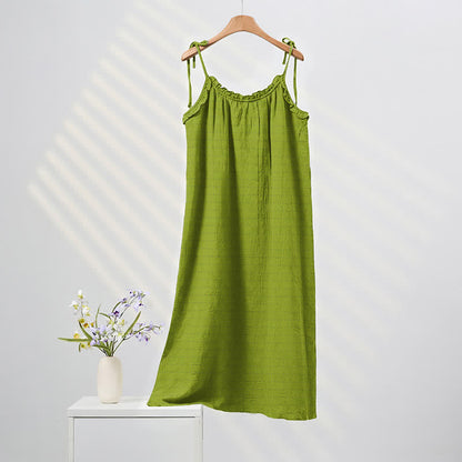 Robe d'intérieur Ownkoti délavée à bretelles, couleur unie, couleur soleil - Vert vif - XL - image 20